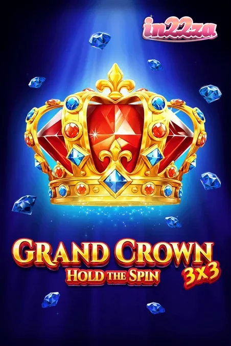Tampilan visual slot 3x3 Grand Crown dengan simbol buah klasik dan latar belakang emas.